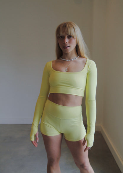 Oriel Long Sleeve Bra in Lemon Sherbet